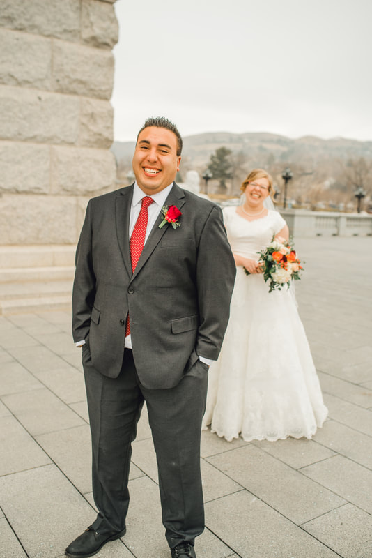 Utah State Capitol wedding couple