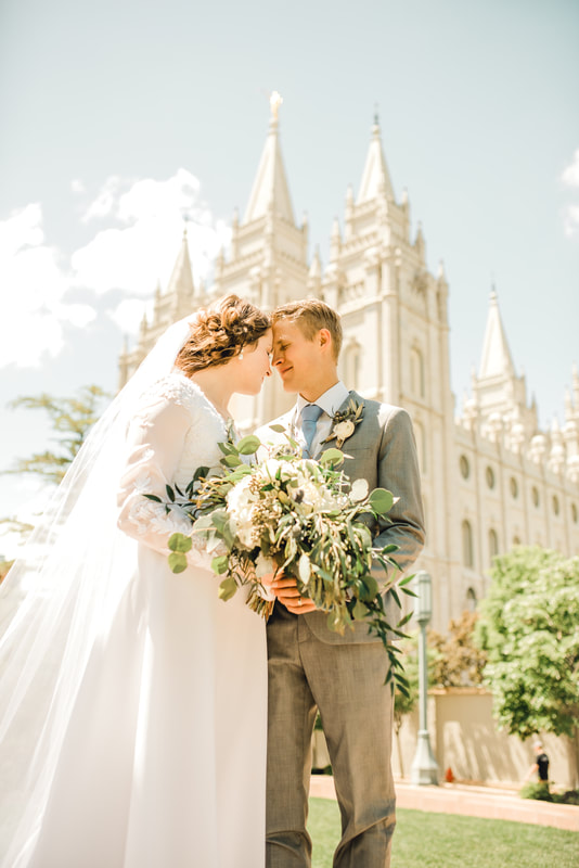 Bridal couple in Salt Lake City, Utah