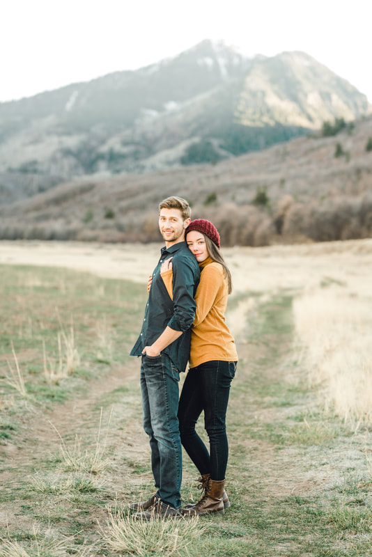 Moody fall engagement portrait by Flying Gull Photography