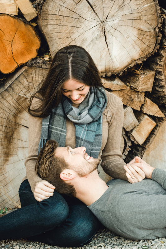 Moody fall engagement portrait by Flying Gull Photography