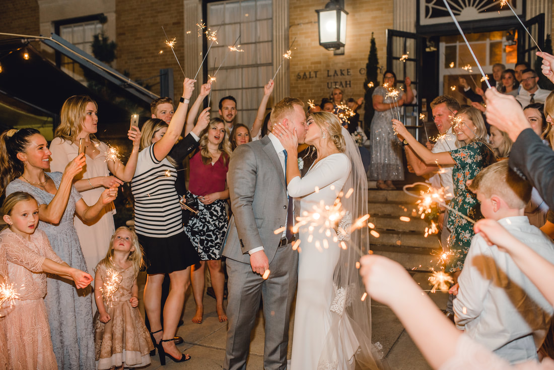 Utah wedding photographer sparkler exit