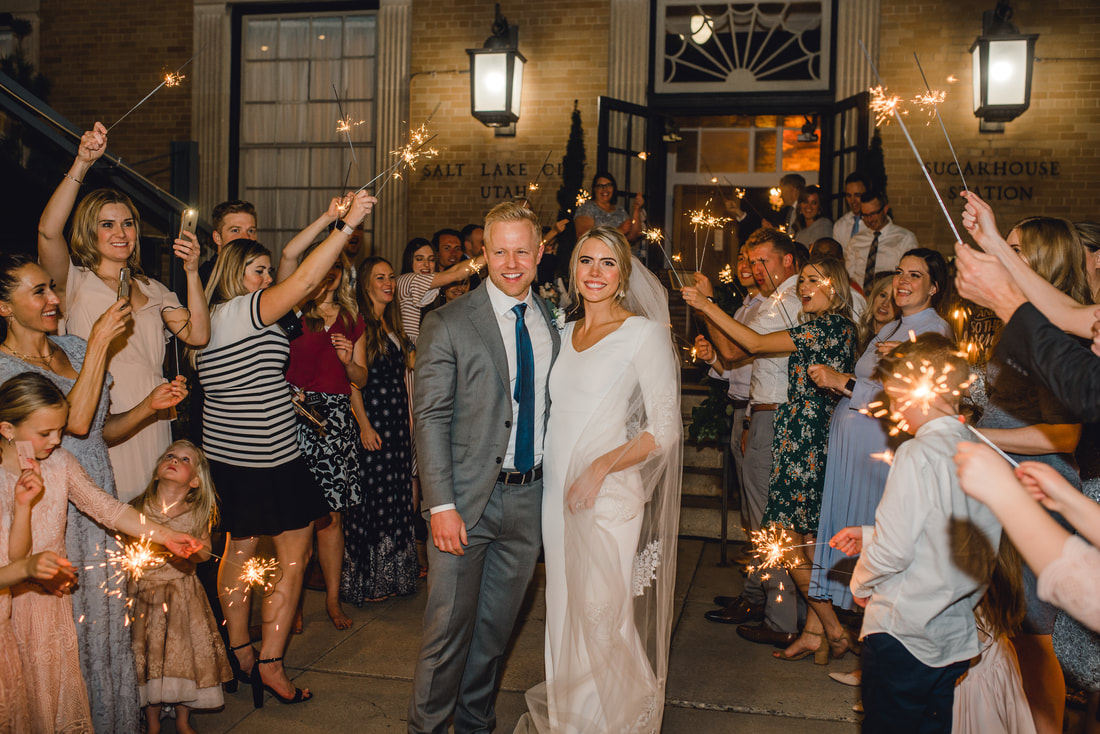 Utah wedding photographer sparkler exit