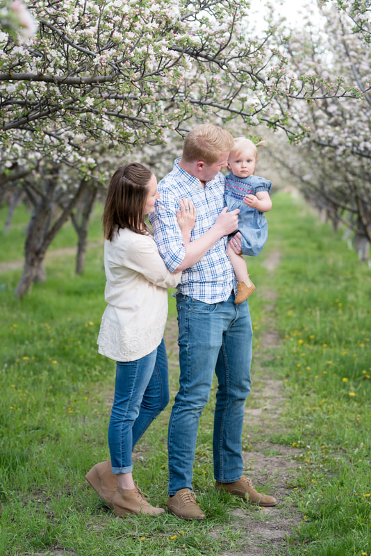 family picture in apple orchard Flying GUll Photography