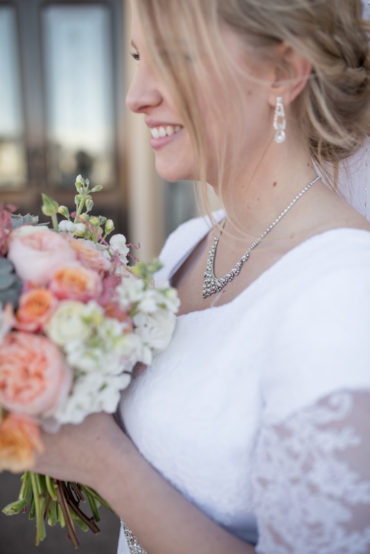 Detail shot of bride's necklace
